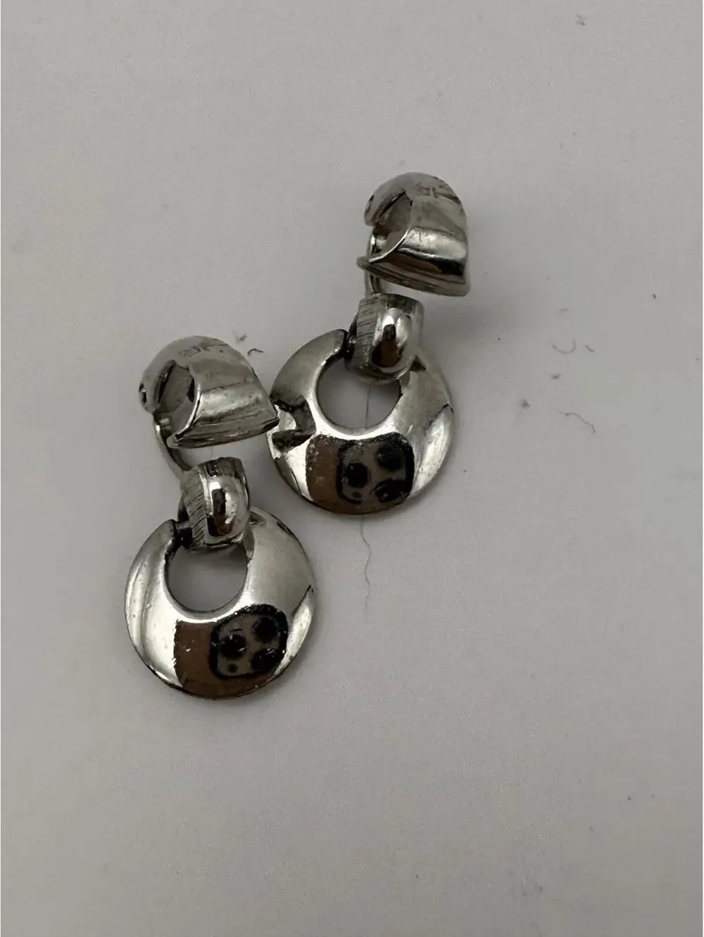 Trifari Silver Tone Clip-On Hoop Earrings